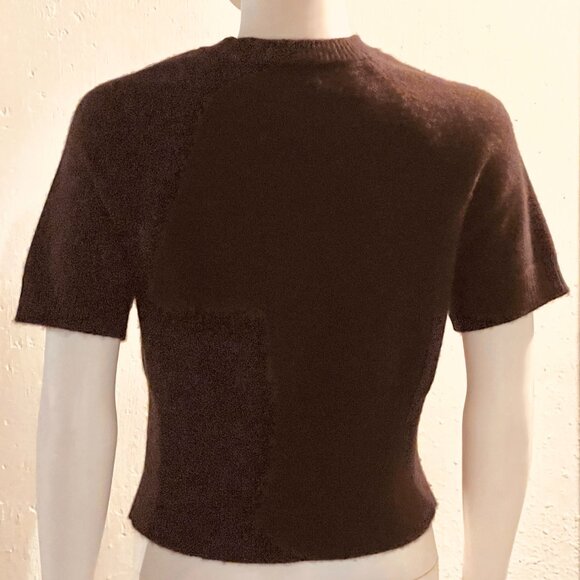 SABLYN Short Sleeve 100% Cashmere Crew Neck Sweater Top In Brown, M, EUC - Picture 5 of 6